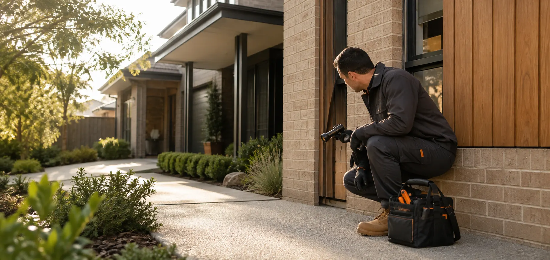 Pest control technician inspecting a Melbourne home
